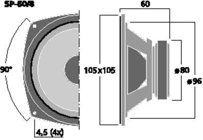 SP-60/4 Hi-Fi Bas-Mellemtone Højttaler 30W RMS, 60W Max, 4-8Ω
