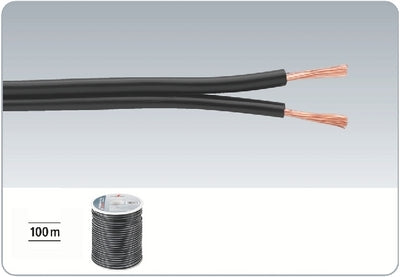 Højttalerkabel 100m Sort Kobberbelagt 2x0,75mm2 - SPC-70/SW