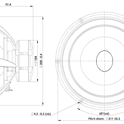 Scan-Speak 8" Ellipticor Bas - Højfølsom, Lav Forvrængning 21WE/8542T00