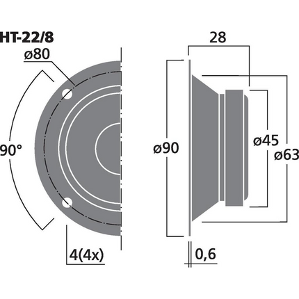 HT-22/8 10W Cone Tweeter 8 Ohm - Bedst i Test Klang+Ton 2012