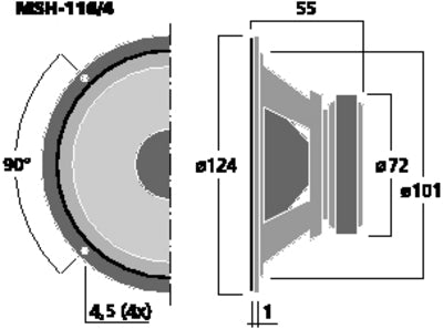 4" MSH-116/4 HiFi Mellemtonehøjttaler 120W - Præcision"