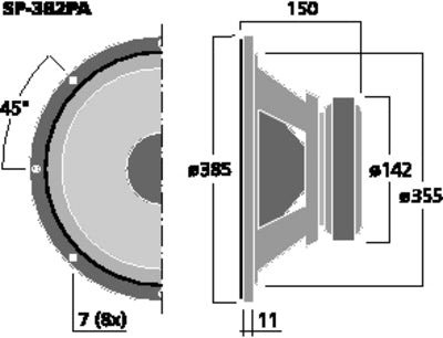 SP-382PA 15" Bas Højttaler 300W - Perfekt til Dipol Systemer