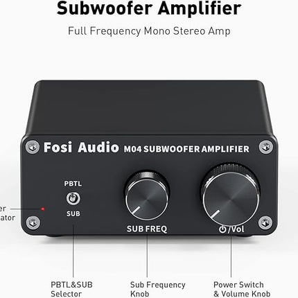 Fosi M04 Hi-Fi Forstærker 100W helt ned til 2 ohms belastning & Subwoofer Funktion