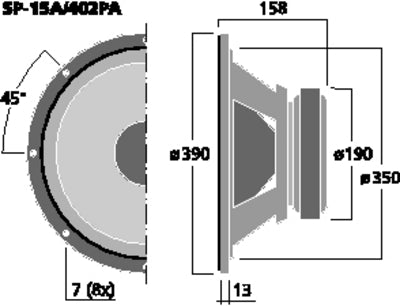 15" Basenhed SP-15A/402PA | Hi-Fi & PA 800W - Høj Følsomhed"