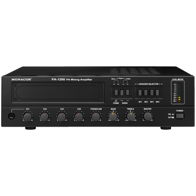 Monacor PA-1200 4-Zoners PA-Forstærker 120Wrms 100V