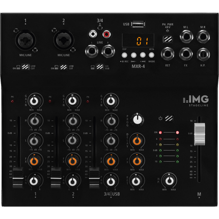 MXR-4 Lydmixer med Bluetooth og DSP Effekt - 4-Kanal USB Interface