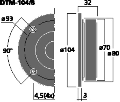 Monacor DTM-104/4 Hi-Fi Diskant Tweeter 100W 4 Ohm - Kvalitets Dome