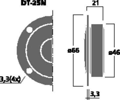 Erstatningsdiskant til Soundboks 2 Monacor DT-25N Neodymium Hi-Fi Diskant 80W - Klar Lydgengivelse