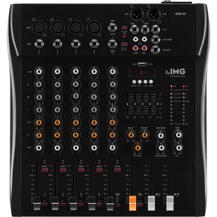 MXR-60 6-Kanals Mixer med Bluetooth, USB & DSP - Optimal Lydkvalitet