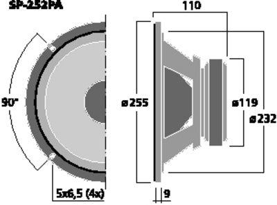 SP-252PA 10" Basenhed 150W 8Ω