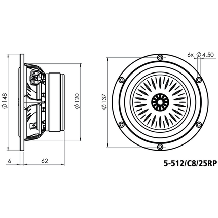 Eton High-end 5" Bas/mellemtone højttalerenhed 5-512/C8/25RP