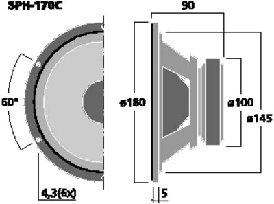 SPH-170C 120W High-End HiFi Bas/Mellemtone 6 1/2" linæritet grundet stabil membran
