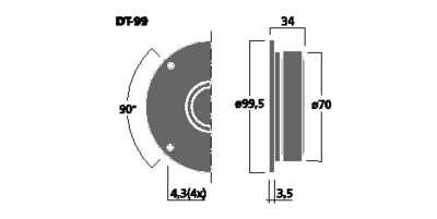 Monacor DT-99 Tweeter 80W Silkedome til Hi-Fi - Klar Lyd & God Spredning