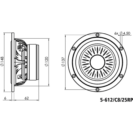 Eton High-end 5" bas/mellemtone 5-612/C8/25RP