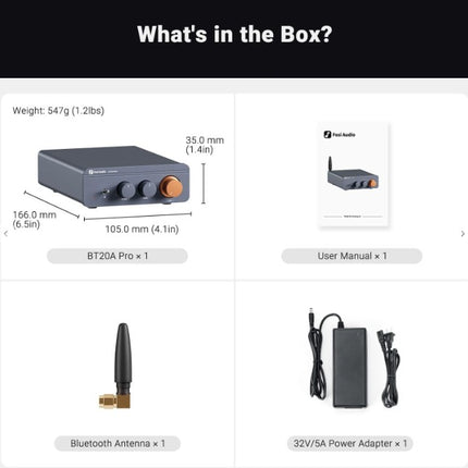 Fosi Audio BT20A Pro Bluetooth Stereo Forstærker