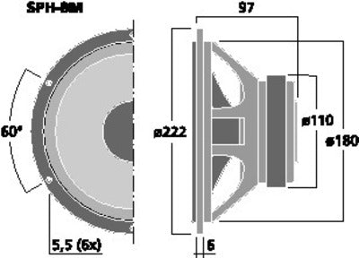 SPH-8M 8" Hi-Fi Basspeaker 150W polypropylene
