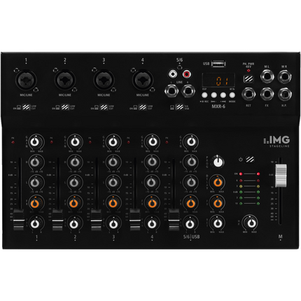 MXR-6 6-kanals Lydmixer med Bluetooth og DSP Effekt - USB Interface