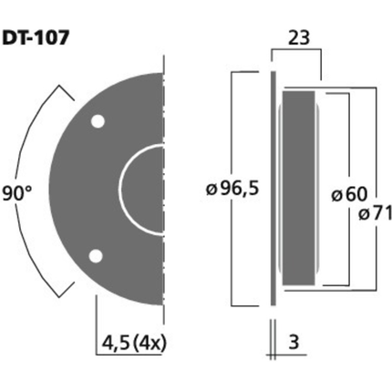 Monacor DT-107 Tekstil Dome Tweeter 130W 8 Ohm - Klar Lyd og Høj Kvalitet