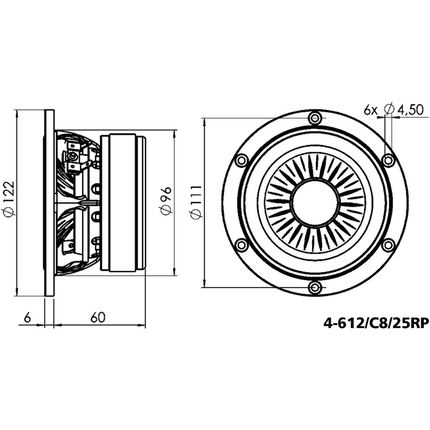 Eton High-end 4" bas/mellemtone højttalerenhed 4-612/C8/25RP