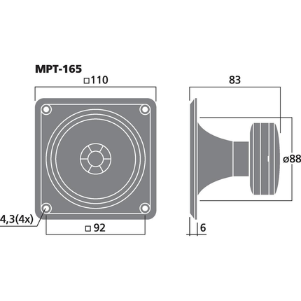 MPT-165 Piezo Diskant Tweeter - 225W Max Power