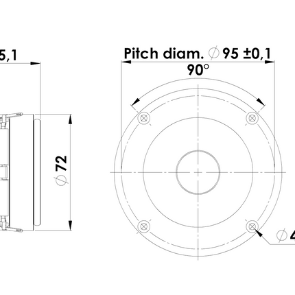 Erstatningsdiskant til Soundboks 2. Alternativ forbedret løsning. Dome Tweeter 100W 95dB H2606/920000 - Hi-Fi Diskant Højtspillende