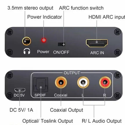 HDMI ARC til Analog Converter - TV lyd til dine aktive højttalere eller stereoanlæg. Forbedret Lydkvalitet og Nem Installation