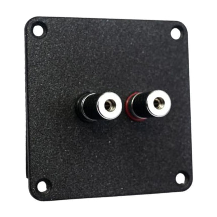 Jantzen Audio Terminalplade pulver lakeret med silver satin carbon terminaler