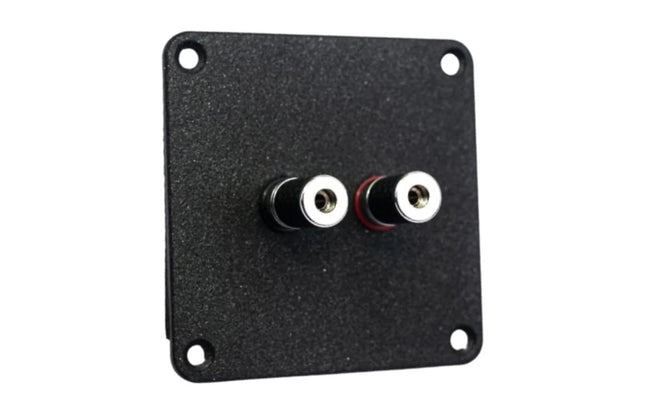 Jantzen Audio Terminalplade pulver lakeret med silver satin carbon terminaler