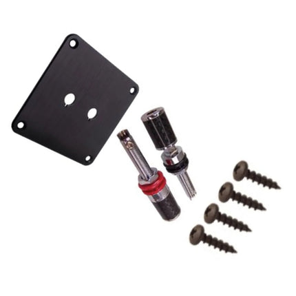 Jantzen Audio Terminalplade sort anodized med silver satin terminaler (1)