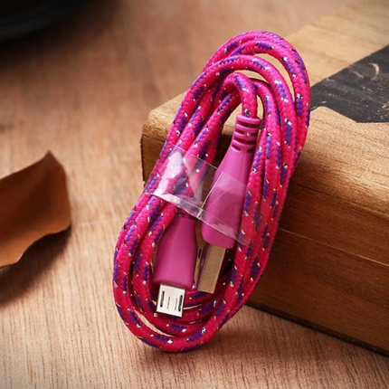 Micro-USB Kabel 1m i Pink/Lilla - Stærkt og Funktionelt