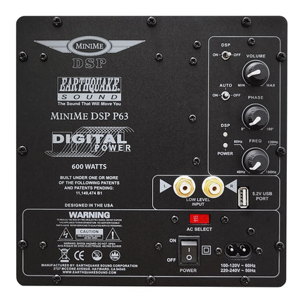 Earthquake MiniMe DSP P63: Kompakt 600W Subwoofer med DSP - Sort