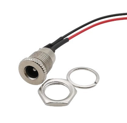 DC Ladestik 2,1mm til Indbygning - Universal, Holdbart, 18cm Ledning