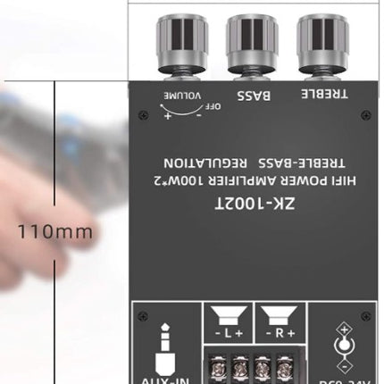 Bluetooth Forstærker ZK1002T 2x100W Med TPA3116D2 chip