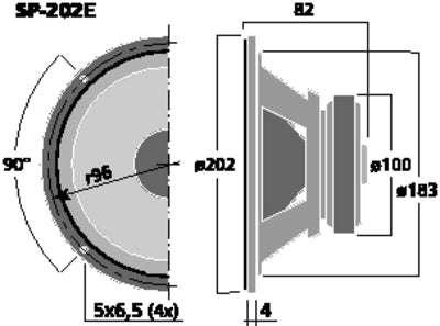 Monacor SP-202E 8" Basenhed 100W 4 Ohm - Perfekt til DIY Projekter