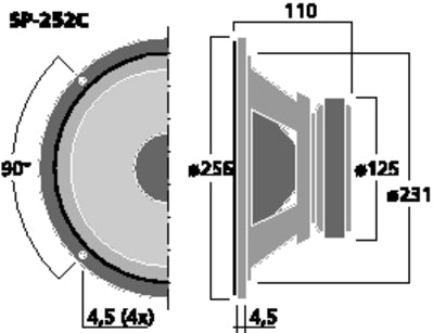 SP-252C 10" Bas 350W - Ideel til Festival Boombox & Bilstereo