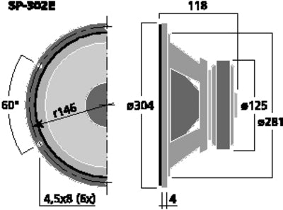 Monacor SP-302E 12" Bas 200W 4Ohm - Perfekt til Festivalanlæg