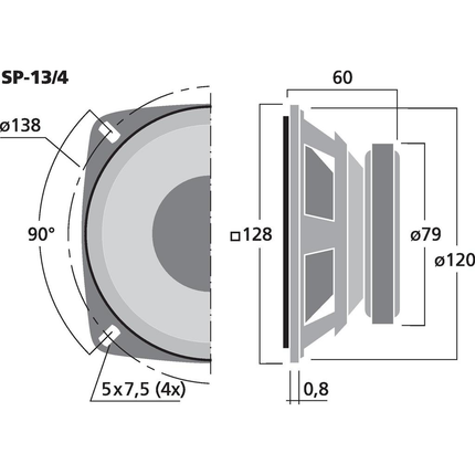 SP-13/4 Universal Højttaler 20W RMS 4 Ohm