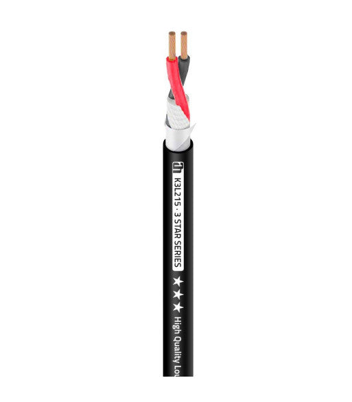 Højttalerkabel sort metermål K2L215 2 x 1.5mm2 installationskabel