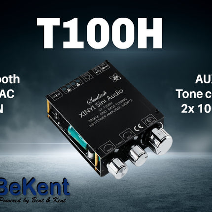 T100H Forstærker 2x100W med Bluetooth 5.0 og USB læser
