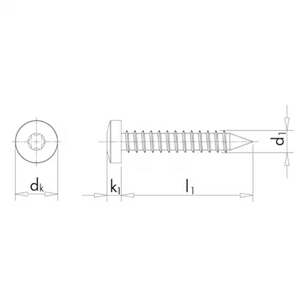 Torx Selvskærende Skruer 3.5x19mm Sort Bekent WN-111 Ny forbedret kvalitet Pris pr. stk