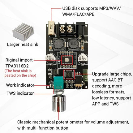 ZK1001B Bluetooth Klasse D Forstærker 1x100W - Kompakt og Kraftfuld