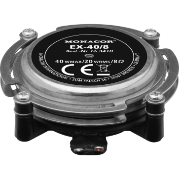 Bredbånds Exciter EX-40/8 - Oplev imponerende lyd fra overflader!  Bredbånds Exciter EX-40/8 er det perfekte produkt til dig, som ønsker en imponerende lydoplevelse. Dette produkt er en audio exciter/resonator med en maksimal effekt på 20 W, og som tilbyd